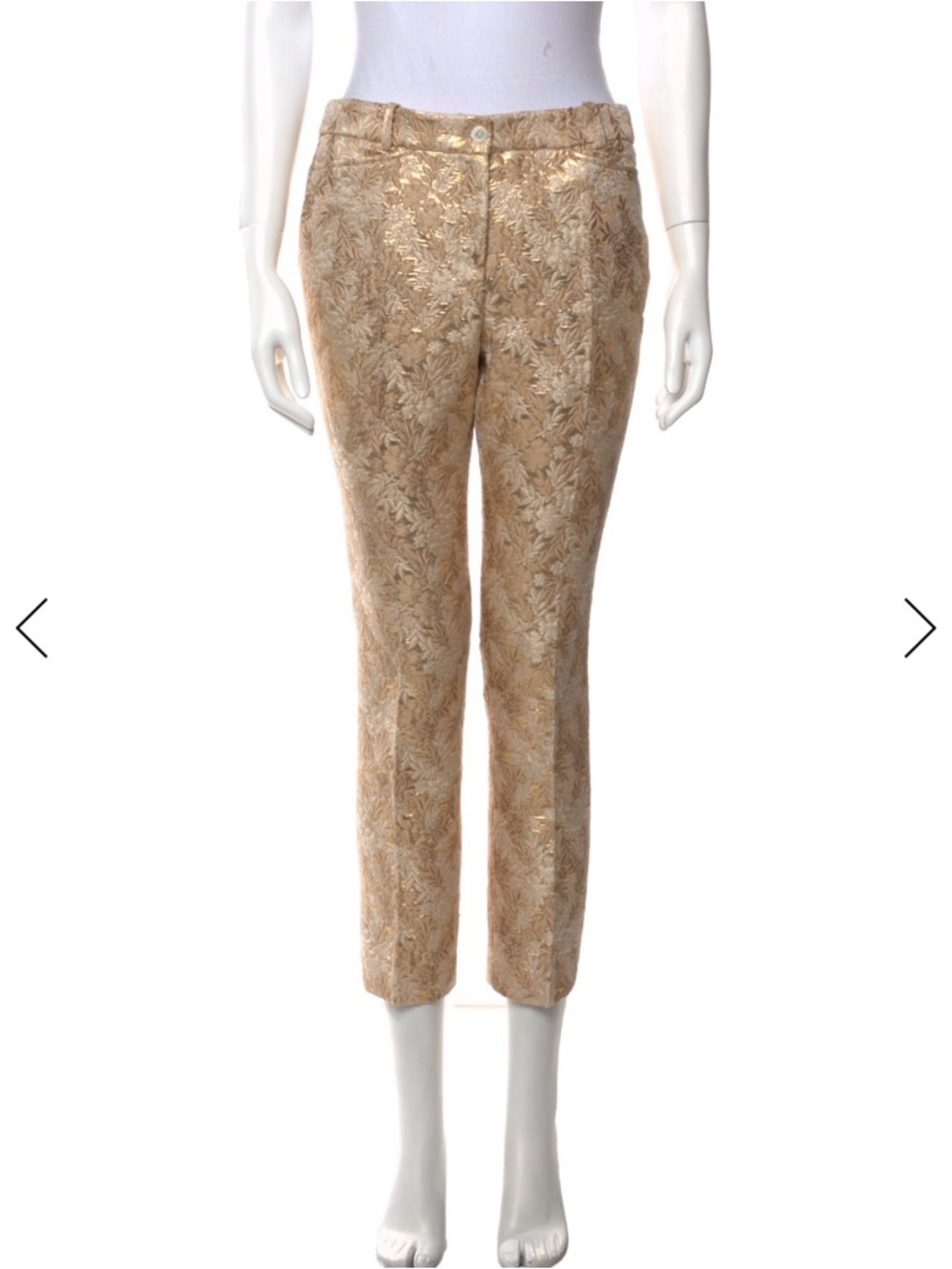 Michael Kors Collection Metallic Gold Floral Cropped Pants